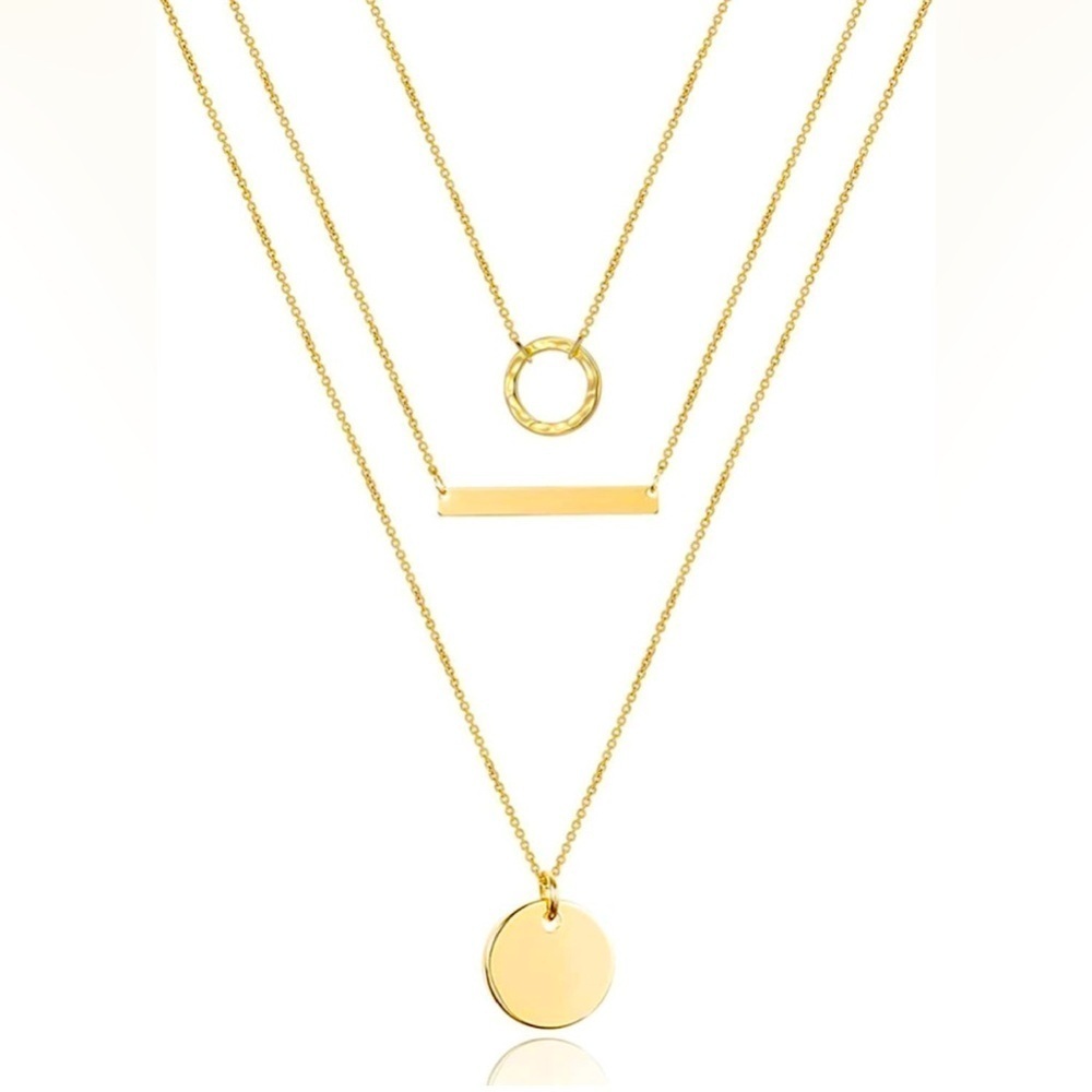 Women’s necklace 14K Gold Plated 3 piece Gold Neklace for women chain necklace